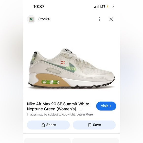 Nike air max 90 SE summit white Neptune green running sneaker shoes Euc sz7.5 - Picture 2 of 9